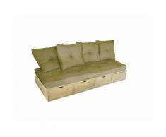 Banquette cube 200 cm + futon + coussins