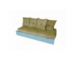 Banquette cube 200 cm + futon + coussins