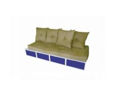 Banquette cube 200 cm + futon + coussins
