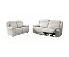 Salon relax électrique cuir gris perle 3+2 - NEVADA