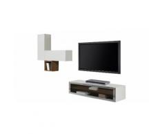 Composition design meuble TV 2 étagères laqué blanc