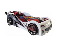 Lit enfant voiture de course blanc et noir 90x200