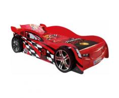 Lit enfant voiture de course rouge et noir 90x200