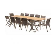 Salon de jardin Modulo 12 L200 Polywood 8 fauteuils 4 chaises Taupe