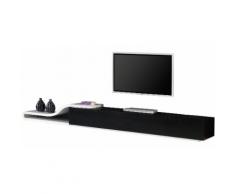 Composition design meuble TV laqué blanc et noir 2 tiroirs