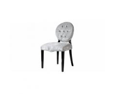 Chaises dossier médaillon capitonnées chêne massif assise velours gris