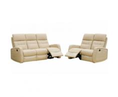 Salon relax électrique MARCO cuir beige 3+2