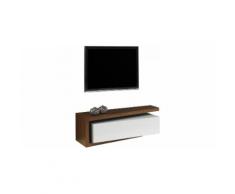 Banc TV design laque et noyer 1 tiroir