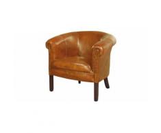 Fauteuil club cabriolet Texas cuir basane clouté miel