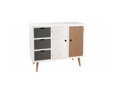 Buffet scandinave pin blanc 2 portes 3 tiroirs assortis