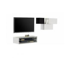 Composition design meuble TV 3 étagères laqué blanc