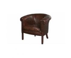 Fauteuil club cabriolet Texas cuir basane clouté chocolat