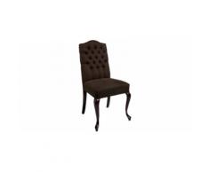 Chaise hêtre massif tapissée chocolat pieds chippendale dossier capitonné