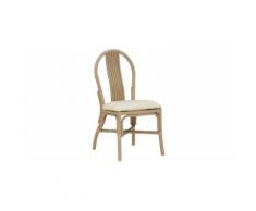 Chaise bistrot rotin taupe assise tapissée