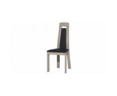 Chaise AMBRE chêne massif gris argent tapissée simili cuir noir