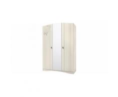 Armoire enfant 3 portes avec miroir blanc cassé
