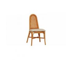 Chaise cannage rotin miel assise tapissée