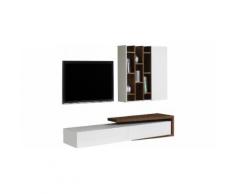 Composition design meuble TV noyer étagères