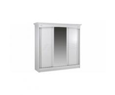 Armoire blanche 3 portes coulissantes à glace centrale