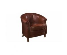 Fauteuil club cabriolet Gaia cuir basane caramel