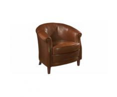 Fauteuil club cabriolet Gaia cuir basane havane