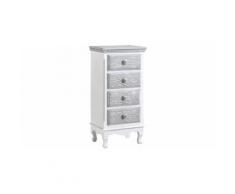 Chiffonnier pin massif blanc 4 tiroirs gris blanchi