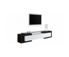 Banc TV design laque blanc et noir brillants