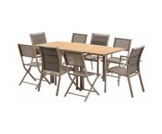 Salon de jardin Modulo 8 L90 Polywood 4 fauteuils 4 chaises Taupe