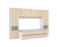 Lit gigogne avec pont de lit SELENA - 90 x 190 cm - Coloris : chêne et blanc