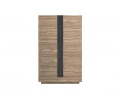 Armoire 2 portes - L121 cm - Coloris naturel et noir - BARANO