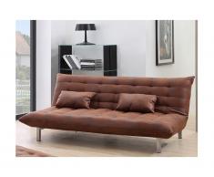Canapé 3 places clic clac en microfibre vieillie HORNET - Caramel vintage