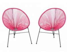 Lot de 2 chaises de jardin ALIOS II en fils de résine tressés - fuchsia