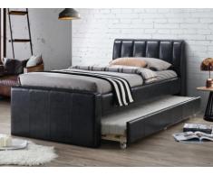 Lit gigogne ANDREA - 2x90x190cm - Simili noir