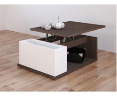 Table basse ALDANA - Plateau relevable - Bois & MDF - Wengé et blanc