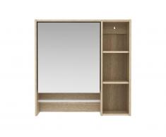 Armoire murale de salle de bain avec miroir et porte-serviette - DRANGA - Chêne