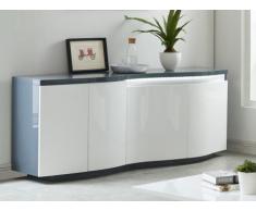Buffet WINDY - LEDs - 4 portes - MDF - Blanc & anthracite