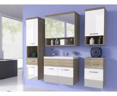Ensemble LUISA - meubles de salle de bain - laqué blanc et bois