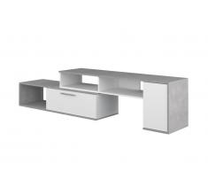 Meuble TV extensible et modulable DARYL - Blanc & béton