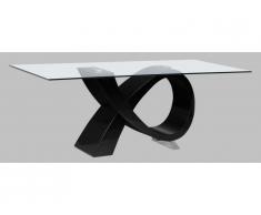 Table à manger ETREINTE - 8 couverts - MDF et verre trempé - Noir