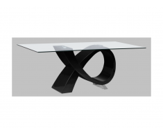 Table à manger ETREINTE - 8 couverts - MDF et verre trempé - Noir