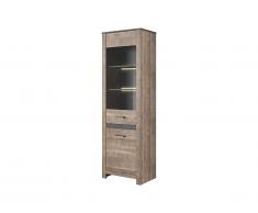 Vitrine SABONI - 2 portes - Avec LEDs - Noyer et anthracite