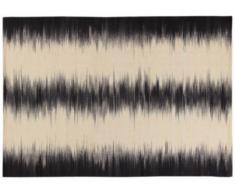 Tapis kilim THAÏS - laine et coton - 160x230 cm - Noir et beige