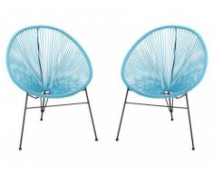 Lot de 2 chaises de jardin ALIOS II en fils de résine tressés - turquoise