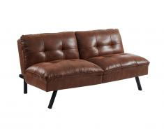 Canapé clic-clac 3 places PEGULA en microfibre viellie - Marron