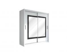 Armoire 2 portes coulissantes - Avec miroir - L203 cm - Blanc - AUTLAN