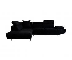 Canapé d'angle XL en tissu ROMAIN - Noir angle gauche