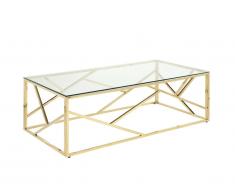 Table basse ATHENA - Verre trempé et acier - Doré