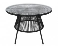 Table de jardin KELIOS en fils de résine tressés - noir
