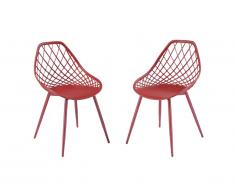 Lot de 2 chaises de jardin MALAGA en polypropylène - Terracotta