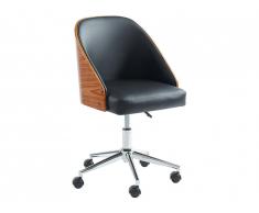 Chaise de bureau OMAHA - Simili et Contreplaqué - Noir - Hauteur ajustable